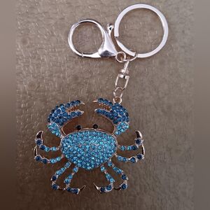 Rhinestone Crab Keychain